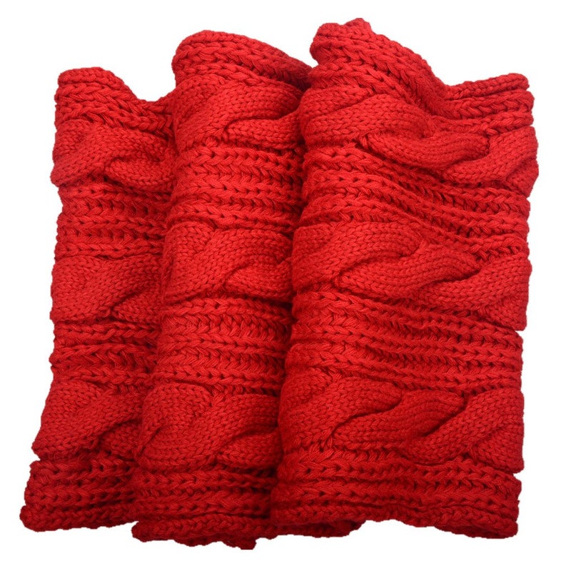 NEOSAN Womens Thick Ribbed Knit Winter Infinity Circle Loop Scarf Twist Red - Image 2